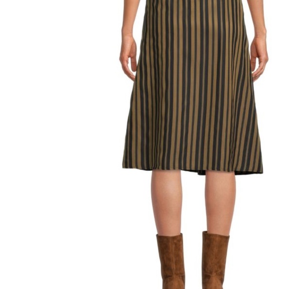 rag & bone $375 NWT Mandy Striped Midi Skirt in Gold Multi Med Viscose & Silk - Picture 3 of 10